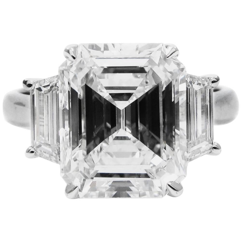 GIA Certified 4.14 Carat Emerald Cut Diamond G VS1 Platinum Ring