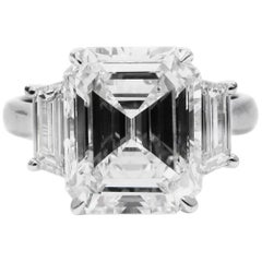 GIA Certified 4.14 Carat Emerald Cut Diamond G VS1 Platinum Ring