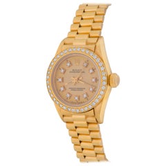 Rolex Ladies Yellow Gold Diamond President Wristwatch Ref 67198 