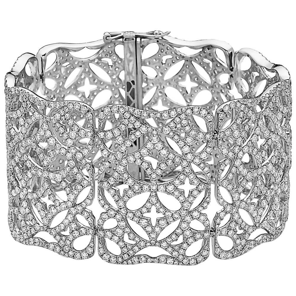 Emilio Jewelry 23.00 Carat Extra Wide Diamond Bracelet