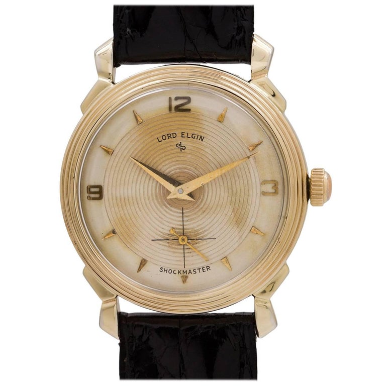 Lord Elgin Yellow Gold Retro Manual Wind Wristwatch, circa 1950s at 1stDibs