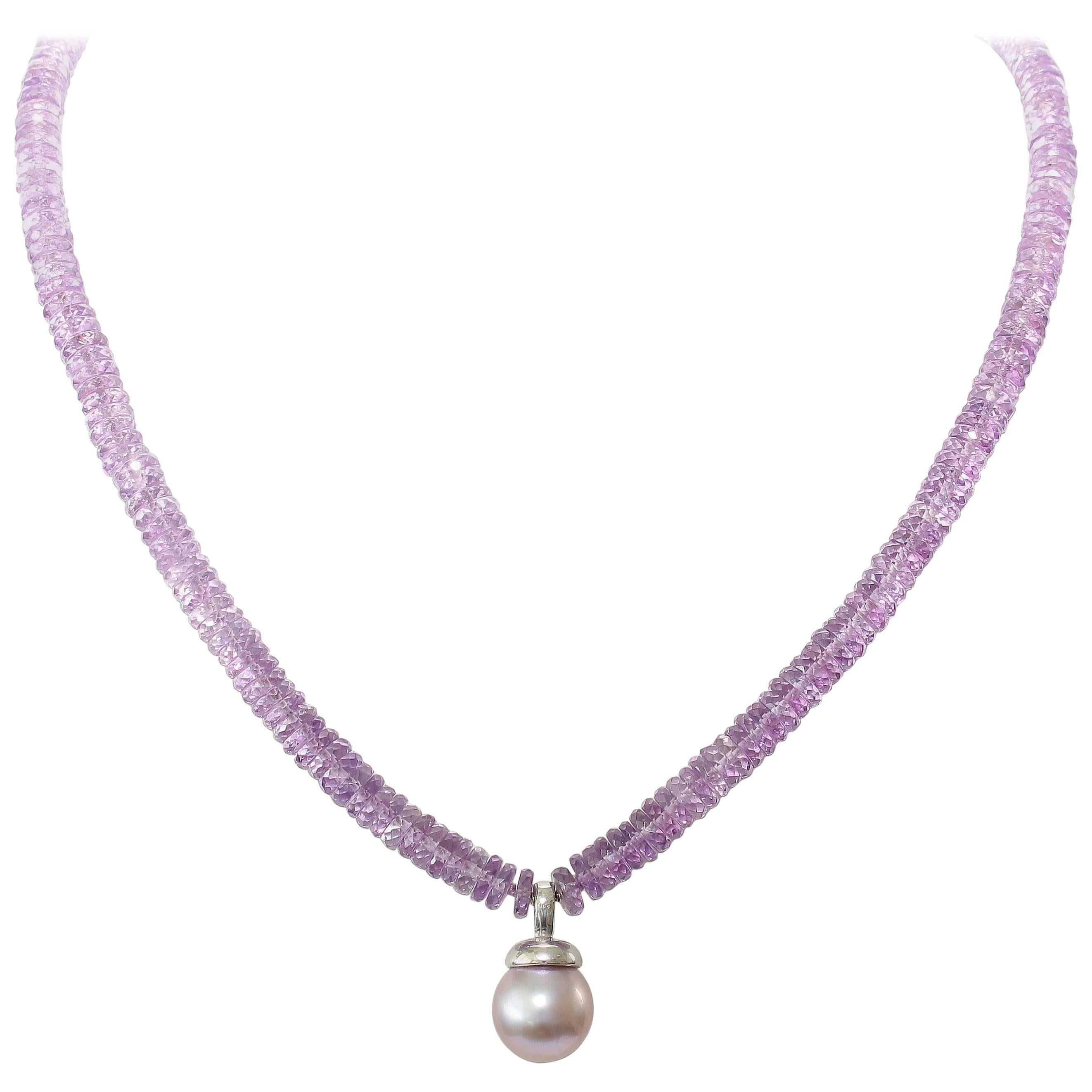 Amethyst Pearl Drop Necklace
