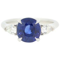 Natural No Heat Burma Sapphire Platinum Ring