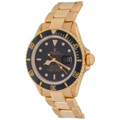 Retro Rolex Yellow Gold Submariner Oyster Perpetual Date Automatic Wristwatch