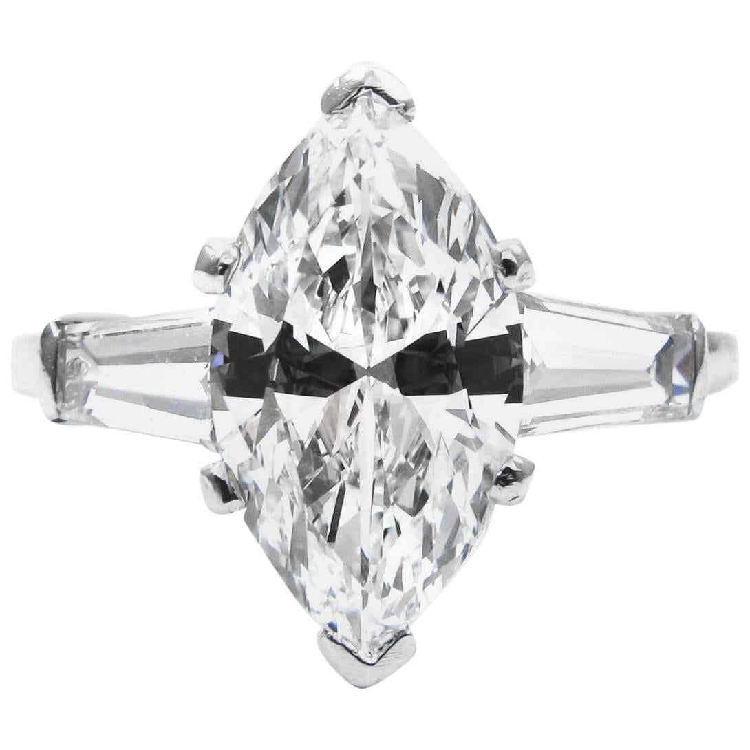 Van Cleef & Arpels 1.75 Carat Marquise Cut D IF Diamond Platinum Ring GIA