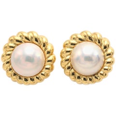 Tiffany & Co 18 Karat Mabe Pearl Clip Pierced Earrings