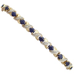 1990s Sapphire and Diamond Yellow Gold Bracelet 1990s Sapphire and Diamond Yellow Gold Bracelet