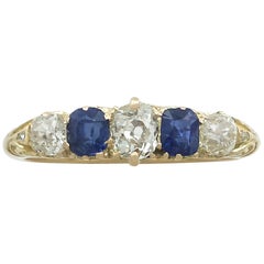 1900s Diamond and Sapphire Yellow Gold Cocktail Ring
