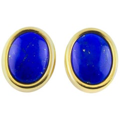 Oval Lapis Lazuli Gold Earrings Oval Lapis Lazuli Gold Earrings