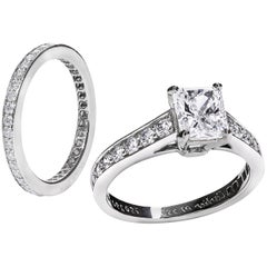 Cartier 1895 Solitaire Radiant Cut Engagement Ring and Wedding Band Set