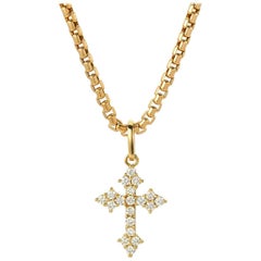 14 Karat Yellow Gold and White Diamond Medieval St. Thomas Cross