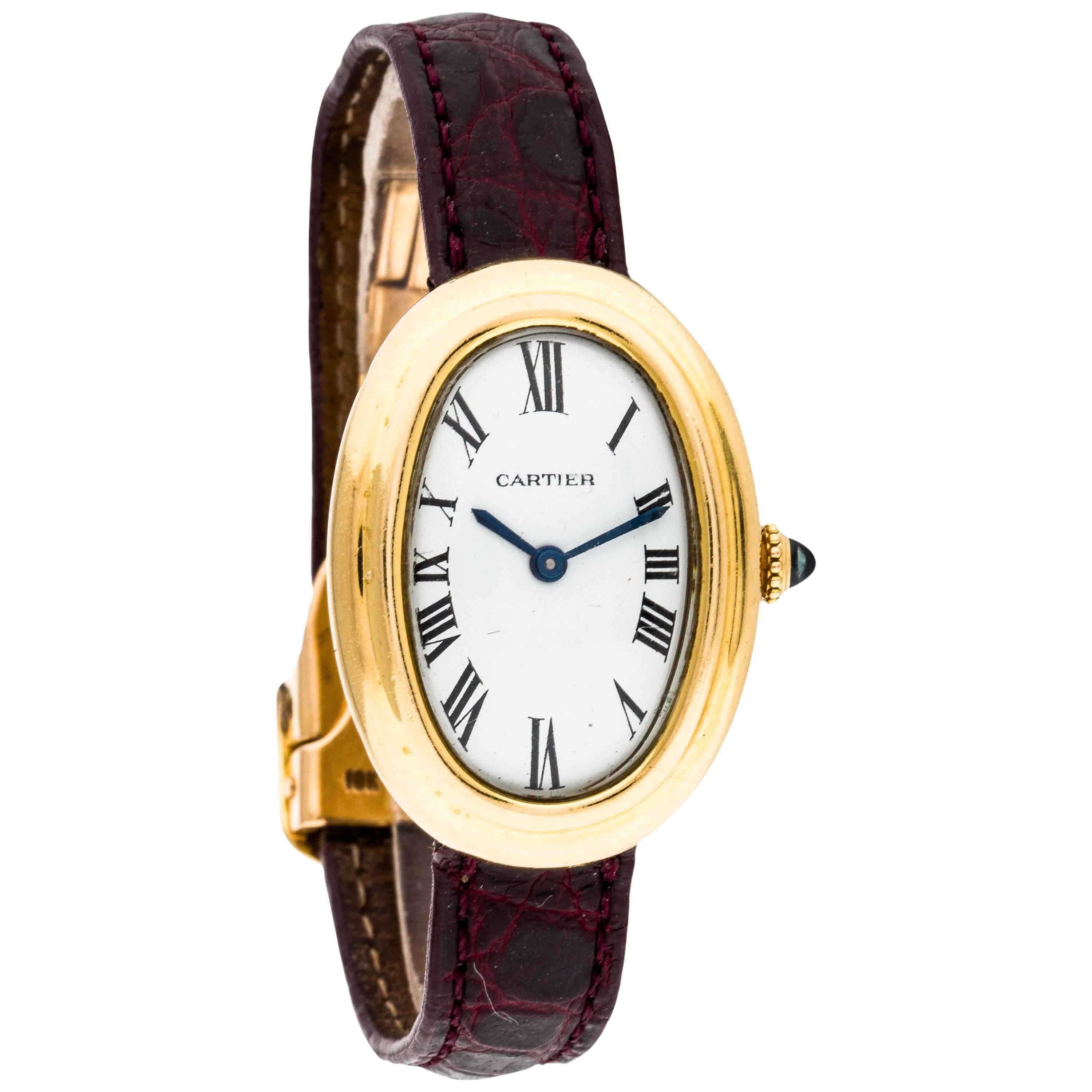 Cartier Yellow Gold Baignoire Manual Wristwatch Ref W8000009