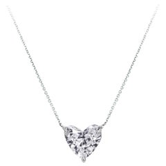 GIA Certified 2.00 Carat Heart Shape Diamond Solitaire Pendant Necklace