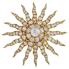 Dreicer and Son Early 20th Century Diamond and Gold Starburst Brooch
