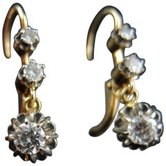 Antique Dormeuses Diamonds Earrings in Gold