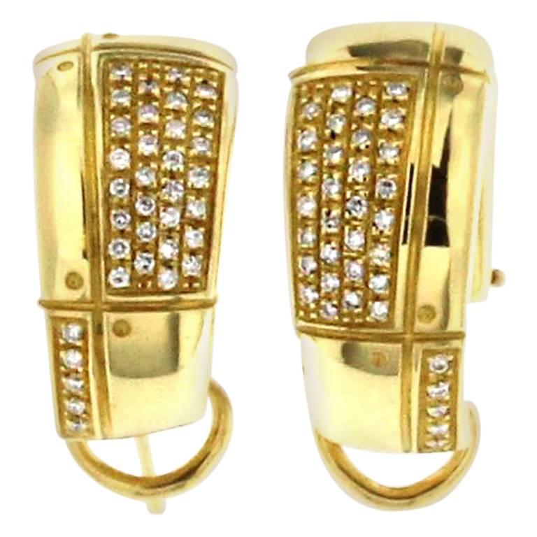 Salvini Gold Pair of Earrings from the Boing Collection with White Diamonds For Sale