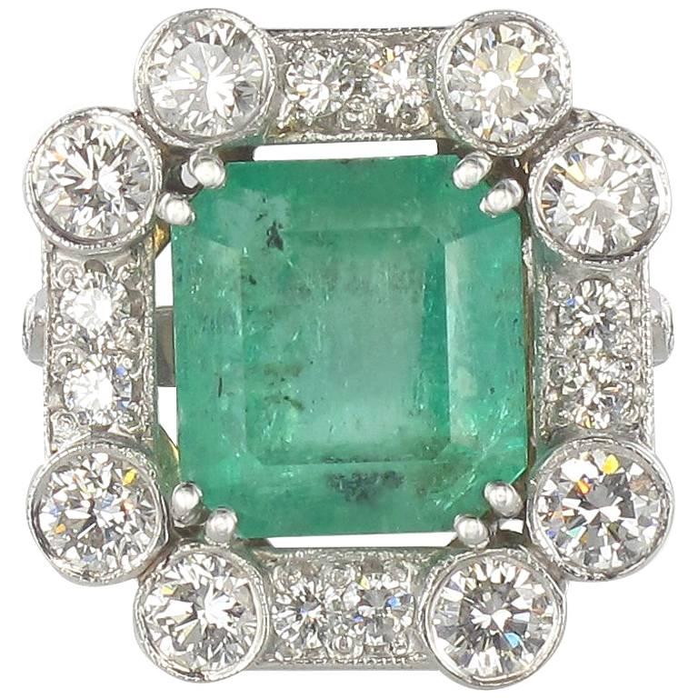 Baume  4.23 Carat Emerald Diamond White Gold Ring