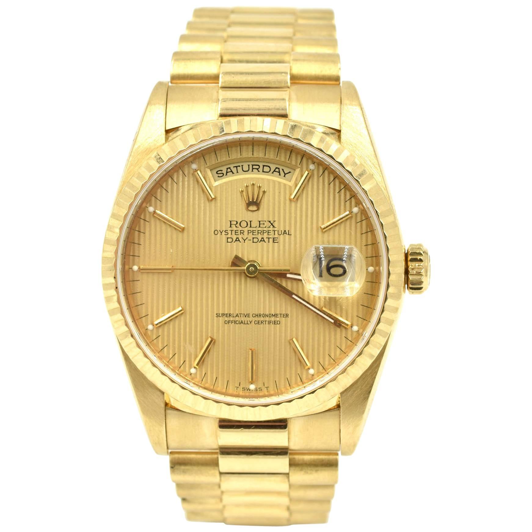 Rolex Day-Date President 18k Yellow Gold Champagne Dial Double-Quickset 18238