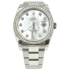 Rolex Datejust Factory Diamond Bezel and MOP Dial Stainless Steel Watch 116244