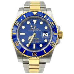 Rolex Yellow Gold Stainless Steel Submariner Blue Ceramic automatic Wristwatch