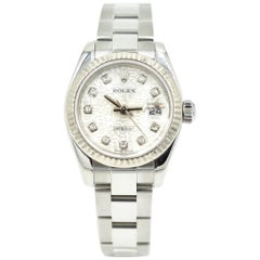 Rolex Ladies Stainless Steel Factory Diamond Dial Datejust Automatic Wristwatch