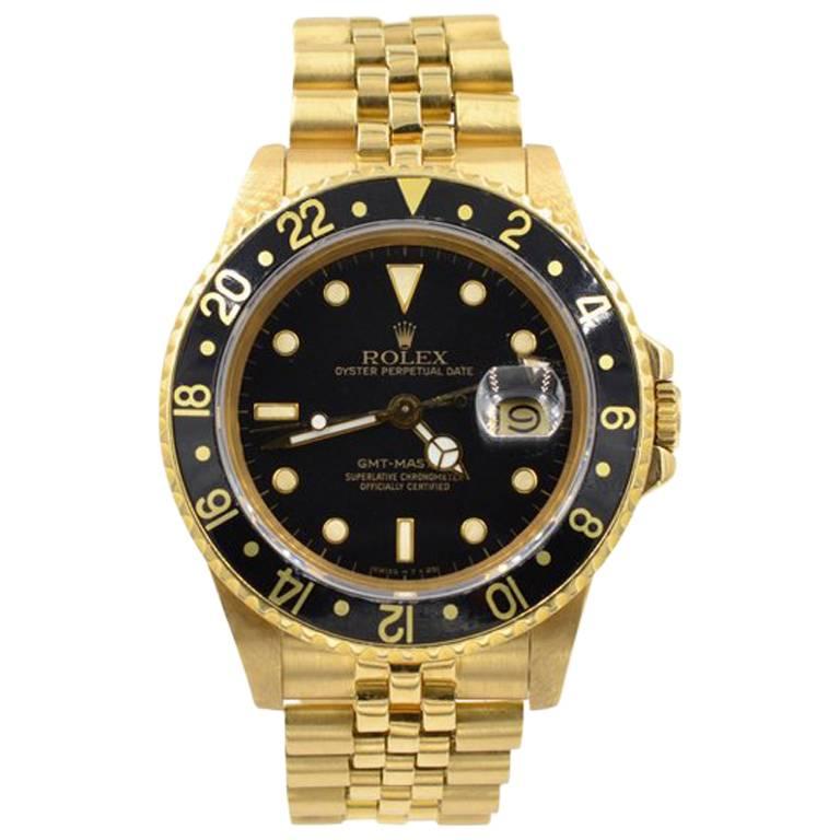 Rolex Yellow Gold GMT Wristwatch Ref 1675, circa 1980 For Sale
