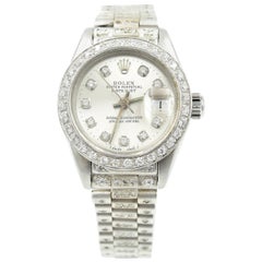 Vintage Rolex Ladies White Gold Stainless Steel Diamond Automatic Wristwatch Ref 69179