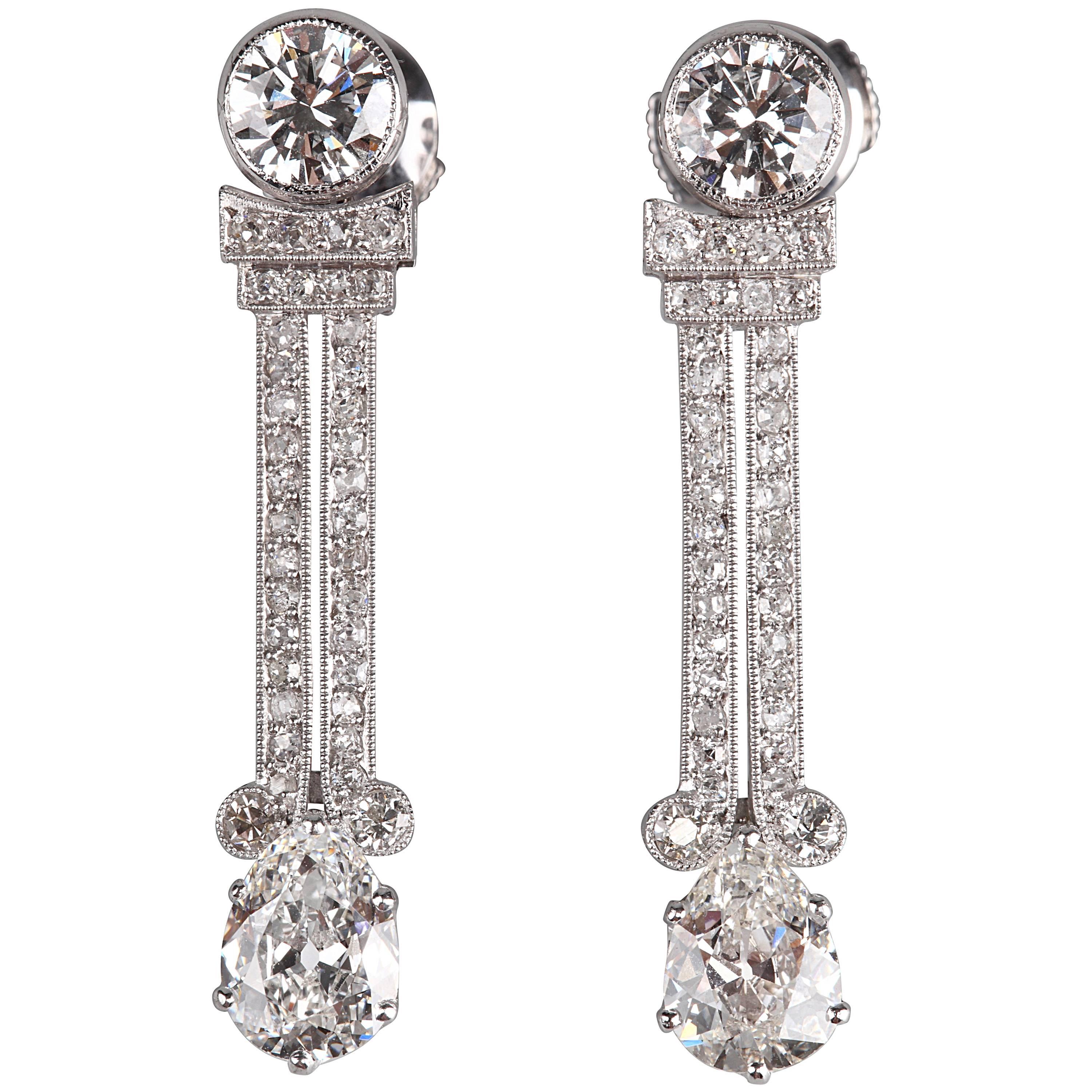 Art Deco Diamonds Earrings For Sale