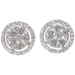 Diamond Halo Illusion Stud Earrings