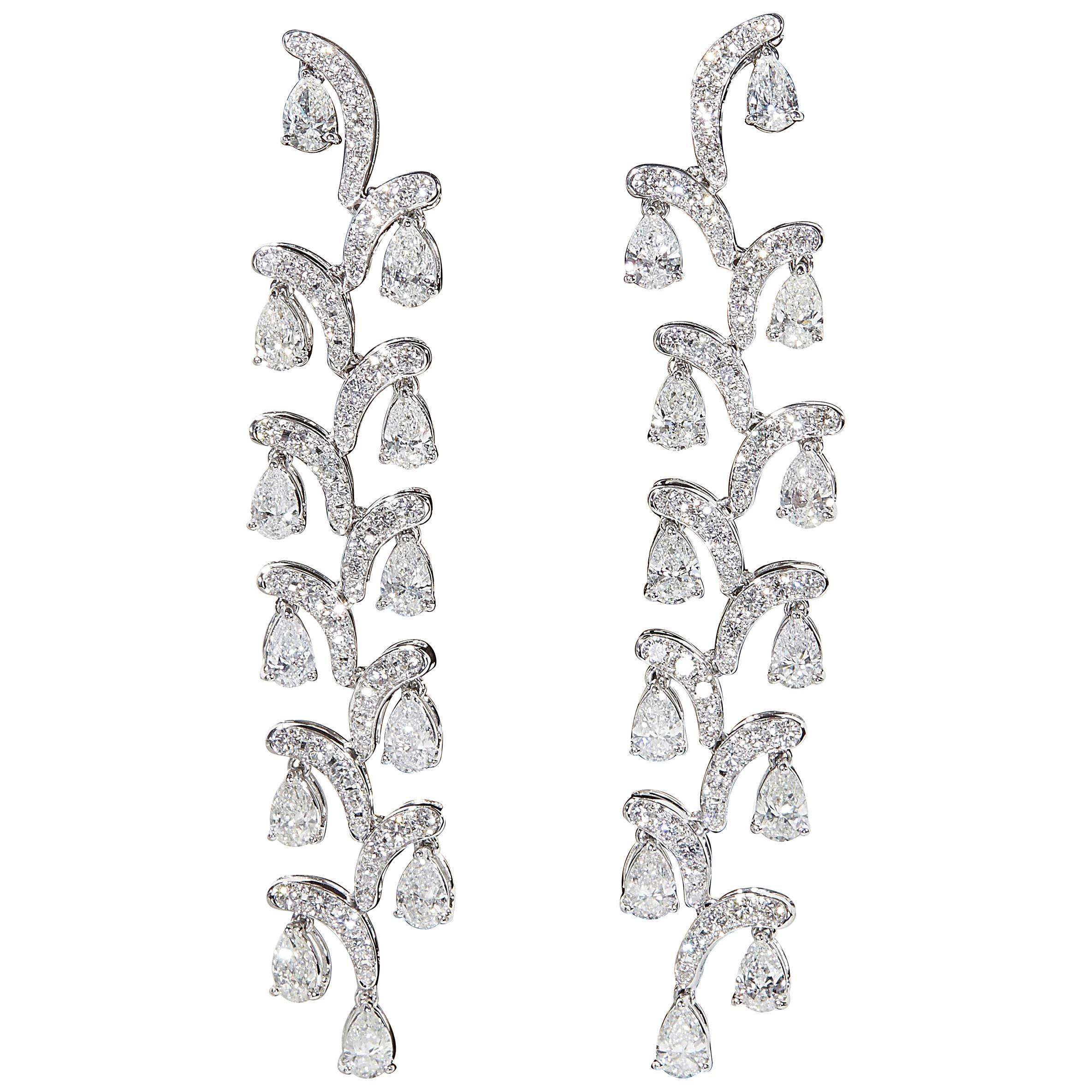 Boucles d'oreilles pendantes cascade en diamants
