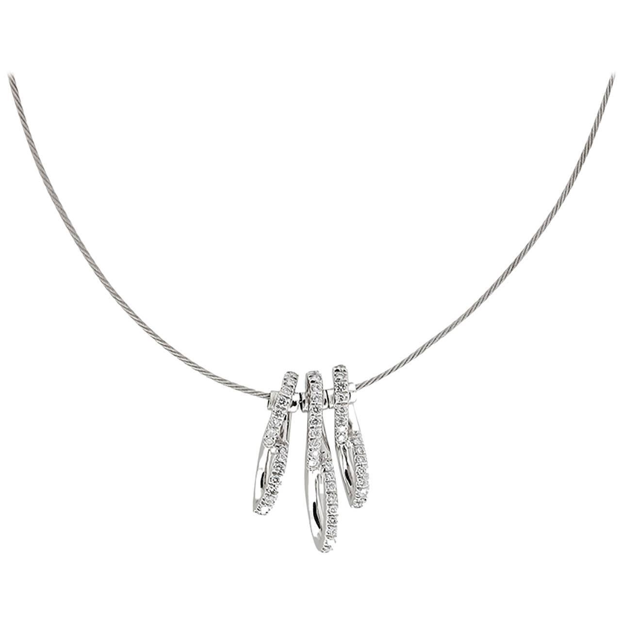 Cable Necklace with Diamond Pave Slides For Sale