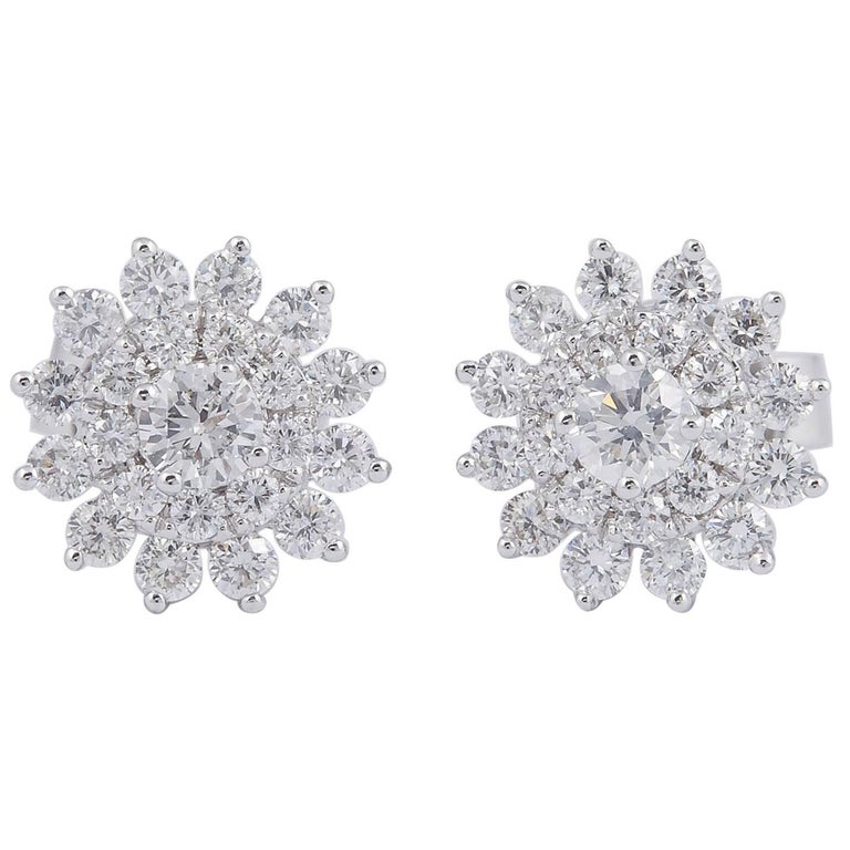 Diamond Cluster Star shaped Earrings Studs at 1stDibs