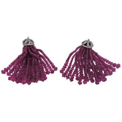 Adria De Haume Pink Sapphire Diamond Gold Earrings Pendants Adria De Haume Pink Sapphire Diamond Gold Earrings Pendants