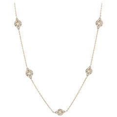 Long Chain Necklace with Diamond Stations in 18K Gold