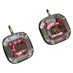 Pink Foiled Stuart Crystal Earrings