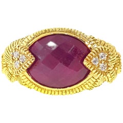 Judith Ripka African Ruby and Diamond Rope Ring