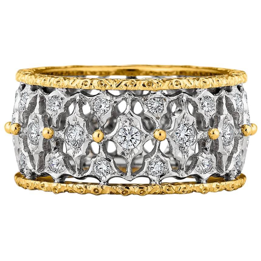 Buccellati Diamond Two-Color Gold Band Ring