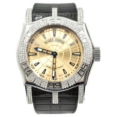 Vintage Roger Dubuis Stainless Steel Diamond Bezel Sport Automatic Wristwatch 