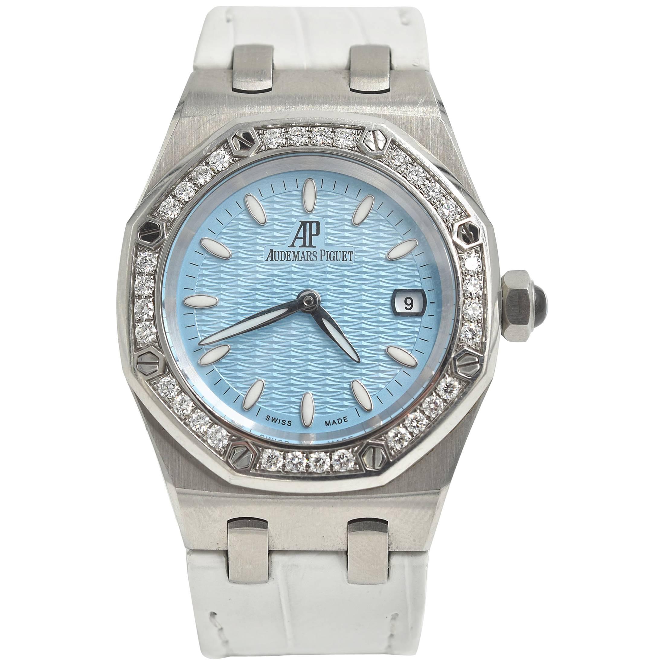 Audemars Piguet Ladies Stainless Steel Diamond Royal Oak Quartz Wristwatch 