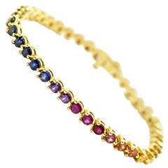 Rainbow Sapphire Tennis Bracelet 18k Yellow Gold