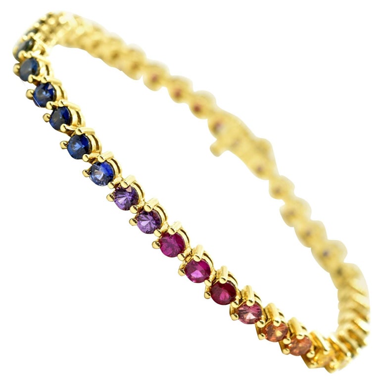 Rainbow Shire Tennis Bracelet 18k Yellow Gold At 1stdibs Rainbow Shire Tennis Bracelet 18k Yellow Gold For