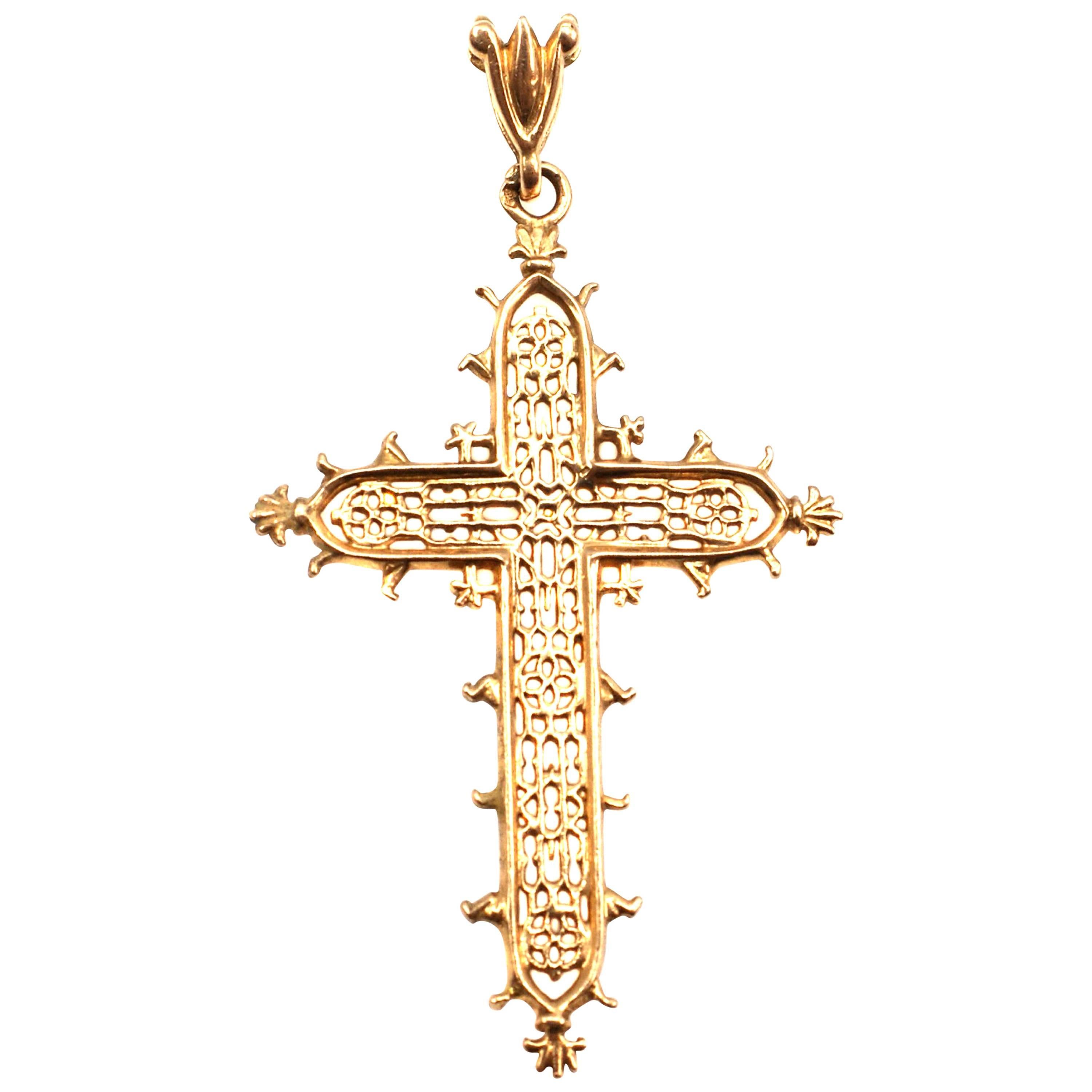 Antique French 18 Karat Gold Cross Crucifix Pendant