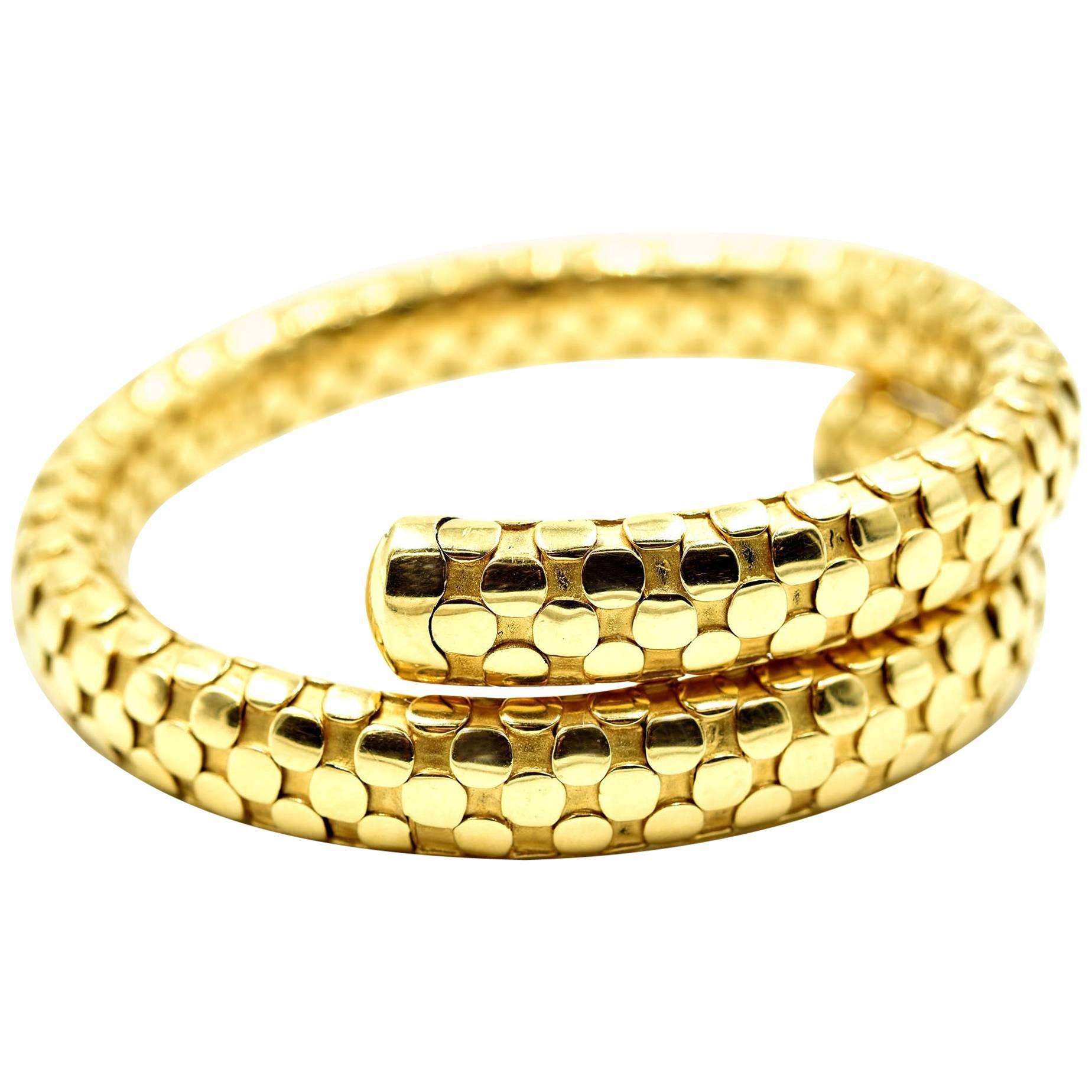 John Hardy Dot Collection Wrapping Bangle Bracelet 18k Yellow Gold