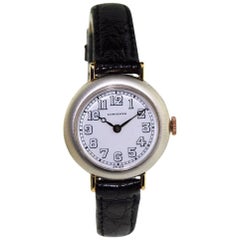 Longines Sterling Silver Art Deco Enamel Dial Manual Watch, circa 1912