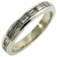 1960s Horizontal Baguette Diamond Platinum Eternity Band Ring Size 6.25