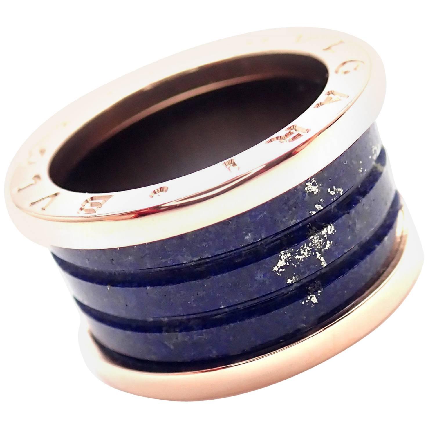 Bulgari B-Zero Lapis Lazuli Rose Gold Band Ring