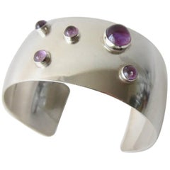 Niels Erik From Amethyst Sterling Silver Danish Modernist Cuff Bracelet