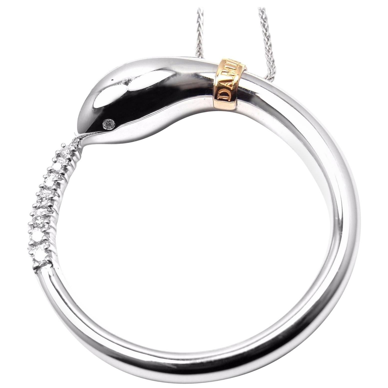 Damiani Infinito Diamond Snake White Gold Pendant Necklace For Sale