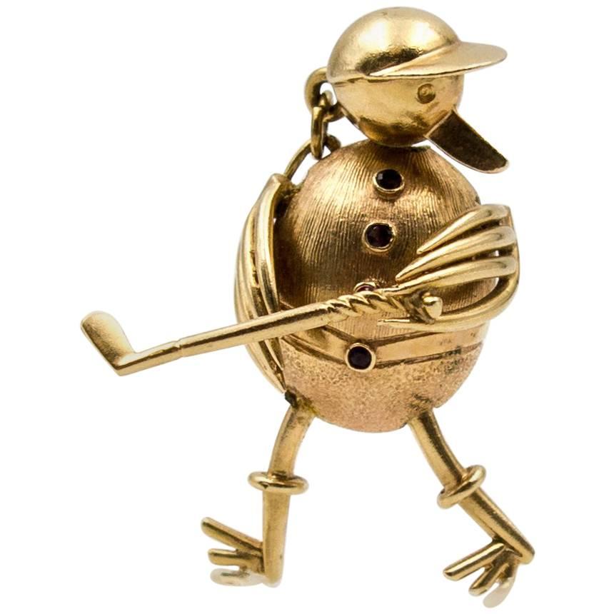 Kinetic Golfing Duck Pink Gold Charm