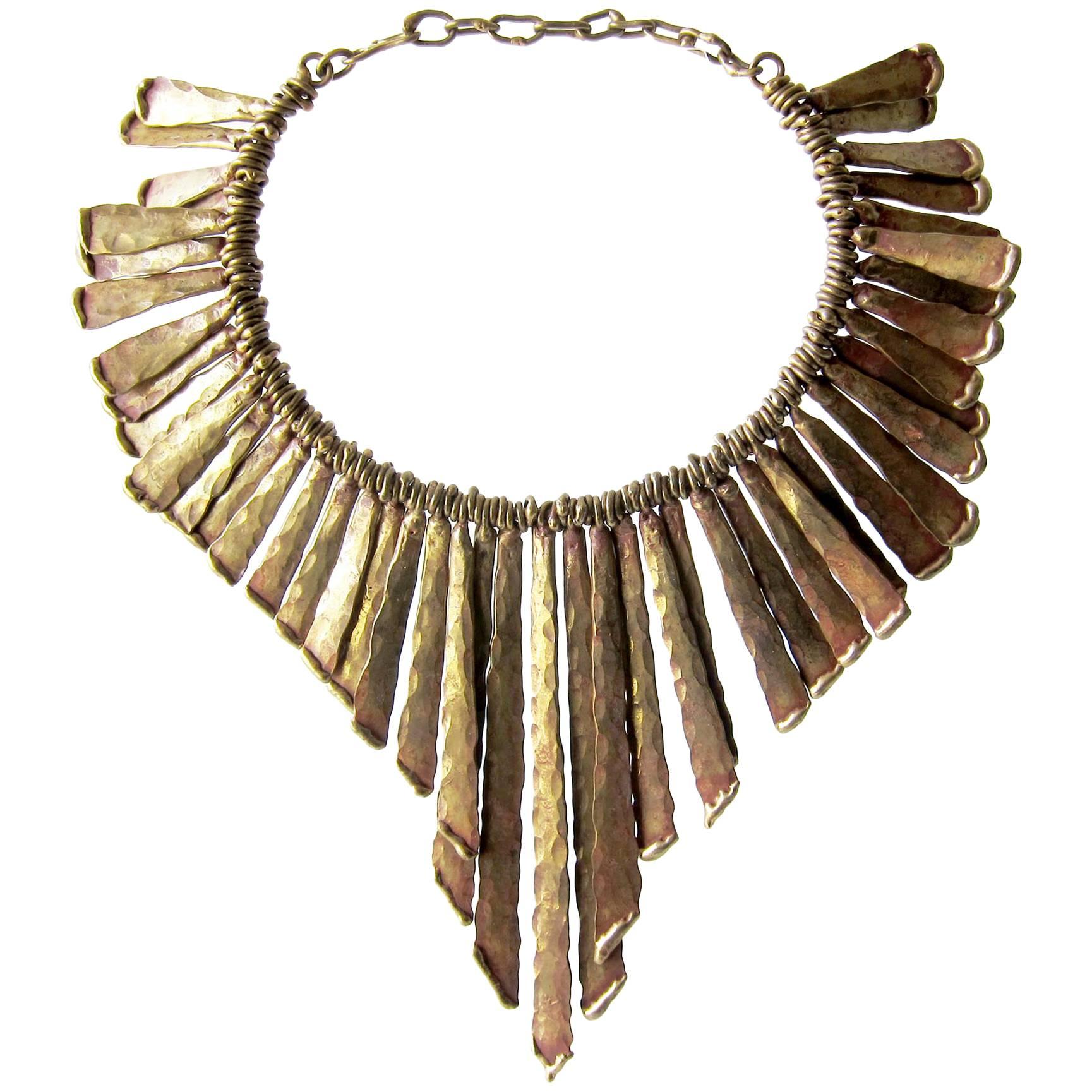 Pal Kepenyes Bronze Fringe Brutalist Necklace